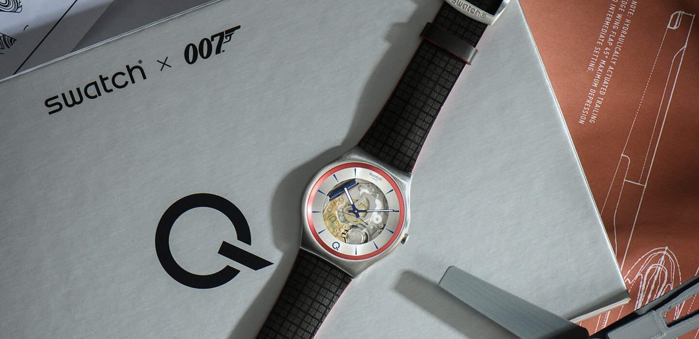 Collaboration logo between 007 and Swatch